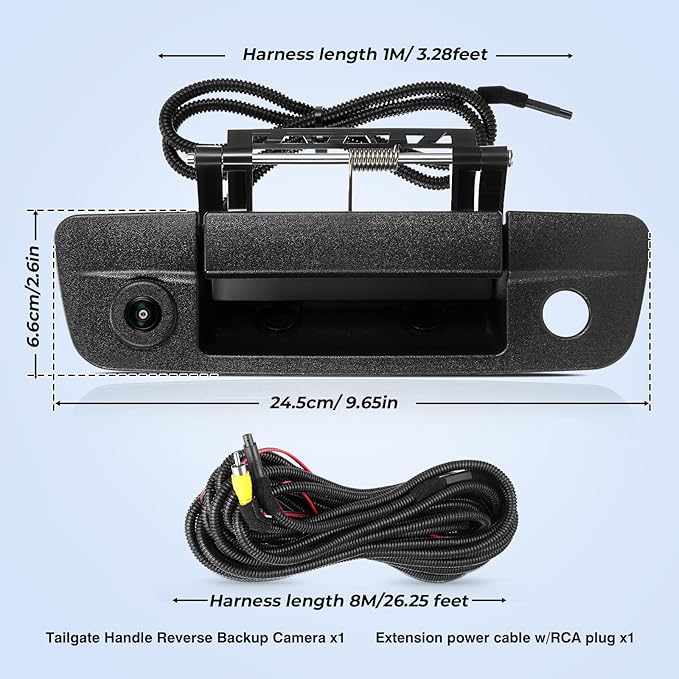 Tailgate Handle Backup Camera Fit for Dodge RAM 1500 2009-2017,Fit for Dodge RAM 2500 3500 2010-2017 Tailgate Reversing Rear View Park Assist Camera RCA Plug Replaces 68084284AB