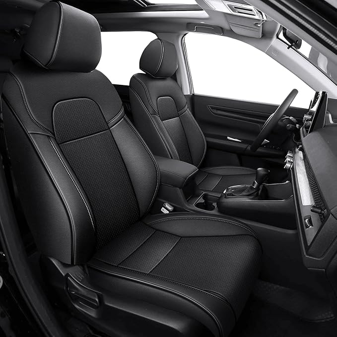 AOMSAZTO Custom Fit Seat Covers for Honda HRV EX-L 2023 2024 2025 2026 -Premium Faux Leather Full Set - Black