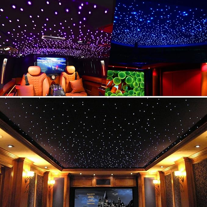 CHINLY Two-color 800pcs Twinkle Starlight Headliner Kit,20w 800 Piece Star Lights for Car,13.1ft Car Star Lights for Ceiling Car,RGBW Starlights Headliner kit,APP Fiber Optic Lights Star Headliner kit