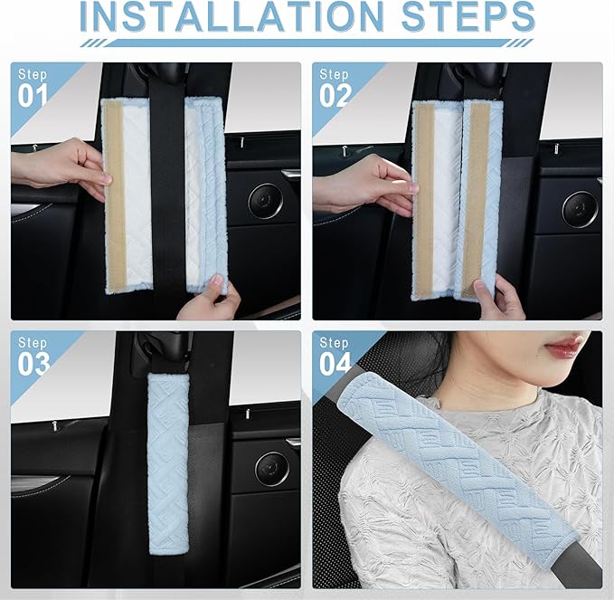 JUSTTOP 2-Pack Universal Car Shoulder Strap Pads Cover for A More Comfortable Driving, Shoulder Strap Covers Harness Pad for Car Interior Accessories(Pale Blue)