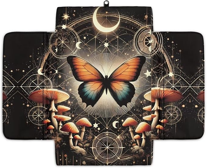 Wanyint Butterfly Mushroom Moon Star Auto Center Console Armrest Cover Non-Slip Soft Armrest Storage Box Mat Scratch Resistant Middle Console Mat Arm Rest Pad Car Interior Decor Accessories