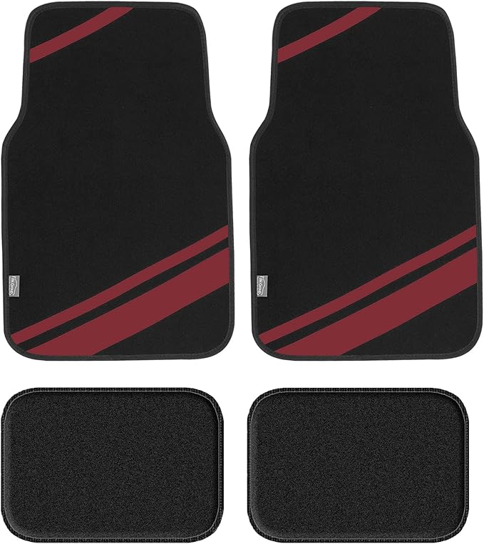 FH Group Car Floor Mats - Carpet Floor Mats for Cars, Universal Fit Automotive Floor Mats, All Purpose Car Floor Mats, Carpet Protector Mat for Most Sedan, SUV, Truck Floor Mats Burgundy
