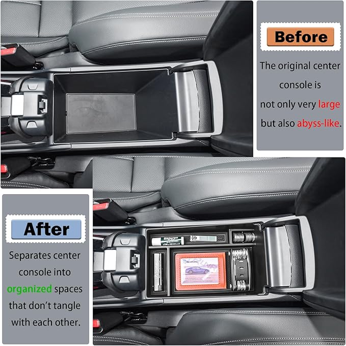 RUNROAD Center Console Organizer Tray Compatible with Honda HR-V 2023 2024 2025 2026 HRV Accessories, ABS Console Organizer Armrest Storage Box Coin Holder, Black