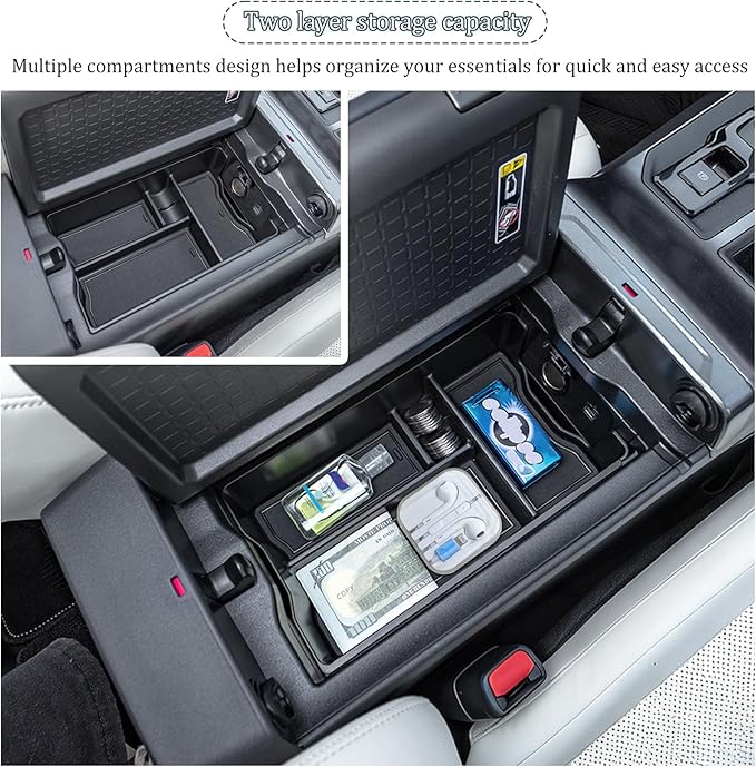 JDMCAR Center Console Organizer Compatible with 2026 Toyota Rav4, Insert ABS Secondary Storage Tray with Non-Slip Silicone Liner for RAV-4 Interior Accessories
