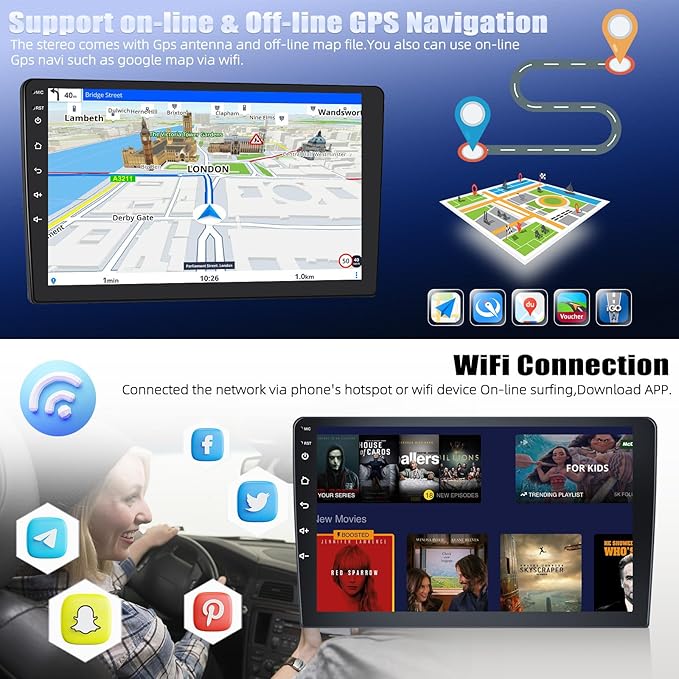 4 Core+64G Car Stereo Radio for Honda Civic 2006-2011 with Wireless Carplay Android Auto,10.1" Android 15 Touchscreen Car Radio with WiFi GPS Mirror Link Bluetooth EQ FM RDS SWC + Backup Camera