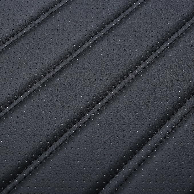 Universal Car Seat Cover PU Leather Car Seat Cushion Driver Seat Cover with Backrest- Car Front Seat Protector Fits 95% of Vehicles-1 Piece (Black-B)