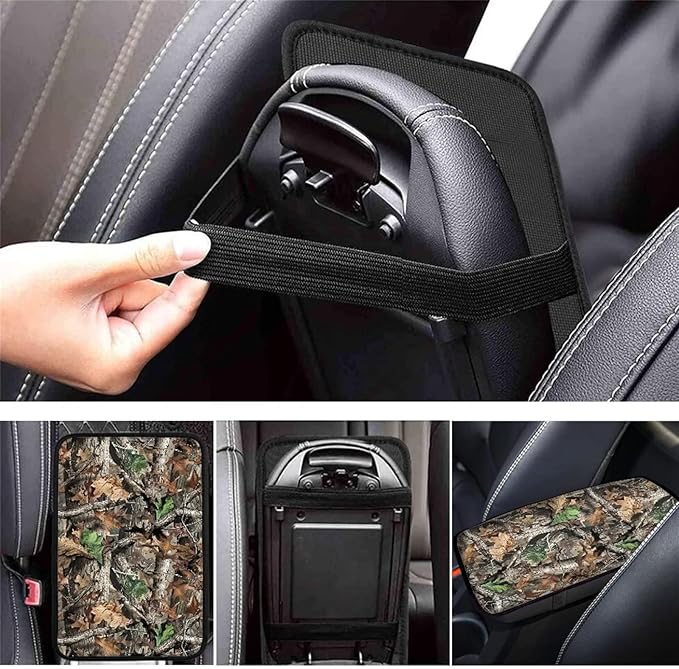 Dreaweet Camo Hunting Car Console Armrest Cover, Neoprene Center Console Pad Covers Cushion Soft Car Arm Rest Box Cover Protector Auto Accessories for Women Men