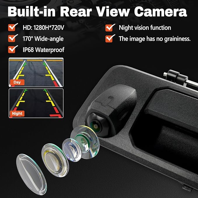 Tailgate Handle Backup Camera Compatible with 2014-2020 Toyota Tundra, 2016-2022Toyota Tacoma Tailgate Handle Rear View Reverse Camera RCA Connector Backup Kit Replaces# 97982 69090-0C090 69090-0C091