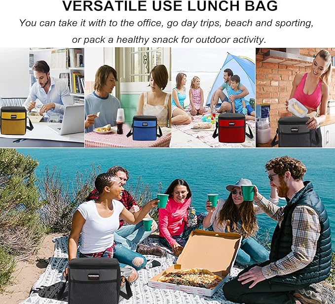 6 Can/5L Lunch Bag for Women Men Portable Lunch Box Small Cooler Bag Soft Collapsible Reusable Insulated Lunch Tote for Everyday Work Travel (Grey)