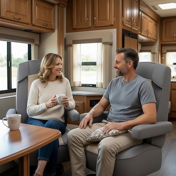 VALUN RV Seat Covers (Grey 2 Pack) – Captains Chair Seat Covers for RV Captain Chair & Motorhome Chairs, Universal Fit RV Chair Covers for Camper, Trailer, Van, Protects Against Dirt, Spills & Wear
