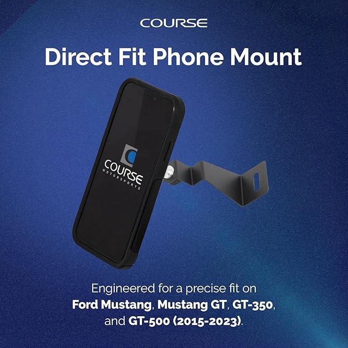 Course Motorsports Direct Fit Phone Mount | MagSafe Compatible | Wireless or Magnetic Charging Head | Custom Dash Mount | Compatible with Ford Mustang GT GT-350 GT-500 (2015–2023)