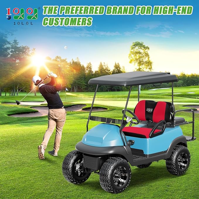 10L0L Golf Cart Seat Covers Universal for Yamaha G29 Drive2 Club Car Precedent Tempo Standard Front Seats, Breathable Mesh Bench Seat Cover, No Drilling Seat Cushion - All-Season Comfort