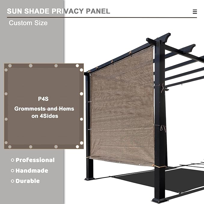 Sun Shade Privacy Panel with Grommets on 4 Sides for Patio, Awning, Window Cover, Pergola or Gazebo (Mocha Brown, 10' x 5')