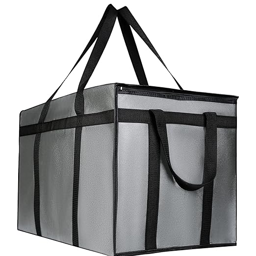 musbus 4 PACK XXXL Insulated Food Delivery Bag Cooler Bags Keep Food Warm Catering Therma for doordash Catering Cooler Bags Therma 22w x 14 lx 13d Shopper hot Grey