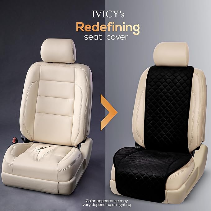 IVICY Faux Suede Front Car Seat Cover – Durable, Non-Slip Seat Protector for Cars – 1 Unit, Black