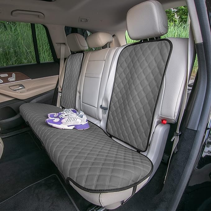 FH Group Car Seat Cushion Rear Set Faux Leather Automotive Seat Cushions - Universal Fit, Rear Car Seat Cushion, Car Seat Cushions With Non-slip Silicone Backing for SUV, Sedan, Van Gray