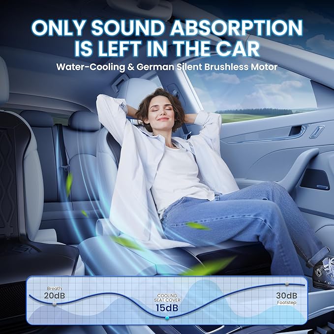 2025 Upgraded ICY Seat, Semiconductor Ventilated Cooling Car Seat Cover(Front Seat),12V-24V Cooling Car Seat Cushion with 3 Temp Modes,Universal Fit for SUV/Truck Accessories(Ice-Core Black)