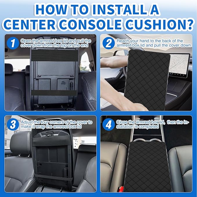 Nilight Center Console Cover Compatible with Toyota 4Runner 2010-2021 2022 2023 2024 PVC Leather Armrest Cover for Car Middle Console Cover Center Console Cushion Pad Car Armrest Box Cover,Black