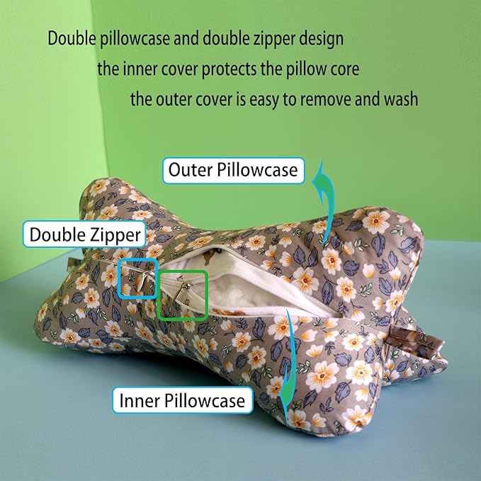 Neck & Cervical Pillows Dog Bone Shaped Travel Neck Pillows With Washable Removable Cover Have Loops On Either End For Car Bus Truck Driving Comfort Head Rest Support Neck Chiropractic Pillow ( Color