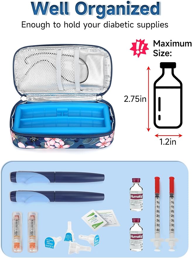 YOUSHARES Insulin Cooler Travel Case for Pen & Vials, Temperature Display Diabetic Medication Cooling Bag with Protective Ice Brick, TSA Approved Refrigerated Diabetes Supplies Carrying Organizer