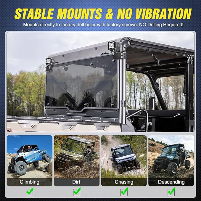 Nilight 2PCS 3 Inch LED Pods Cubes UTV Rear Roof Mounting Brackets LED Backup Reverse Lighting 15FT Wiring Harness Kit 2 Leads for 2013-2024 Polaris Ranger Full Size 570 800 900 1000 XP Crew