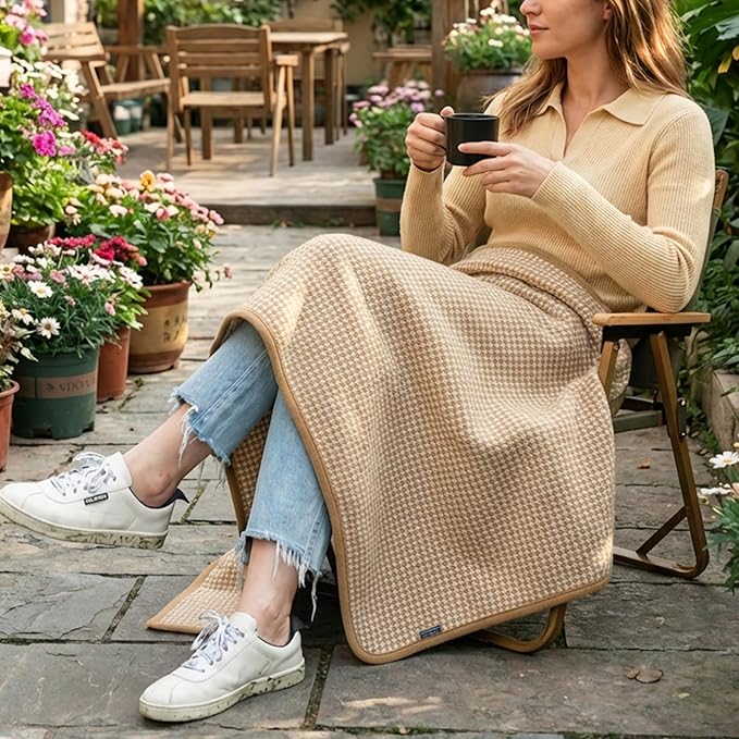 PuTian Merino Wool Camp Blanket - 36" x 63" Great for Bed Couch Camping Outdoors Travel Emergency -Large Warm Soft Washable Wool Throw