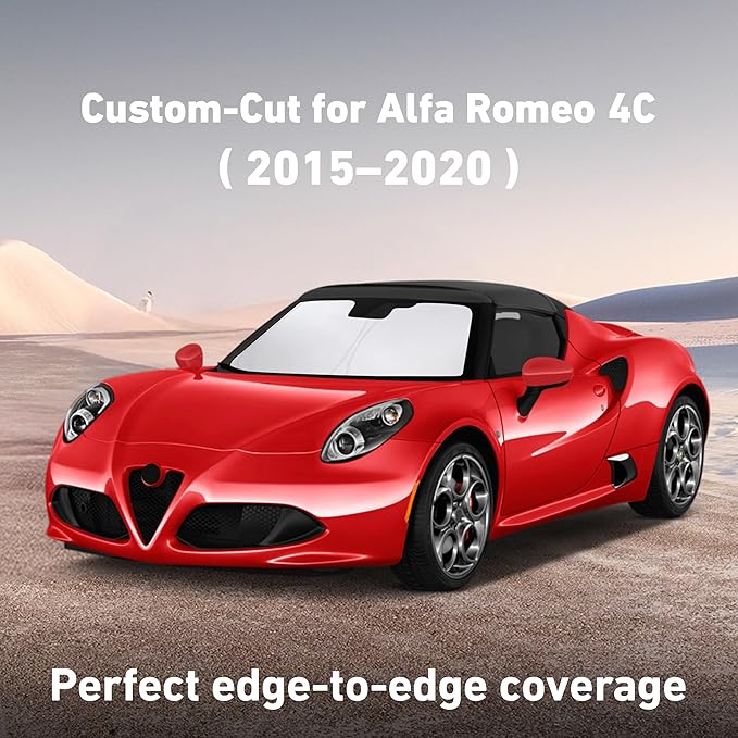 Econour Windshield Sunshade for Alfa Romeo 4C 2015-2018, 2019, 2020 Sun Visor for Front Window Sun Shade Cover, UV Blocker & Protector, Car Accessories