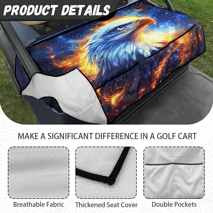 Biyejit Golf Cart Seat Covers with 4 Pockets Golf Cart Seat Towel Blanket Fits 2-Seat Golf Carts, Golf Cart Accessories