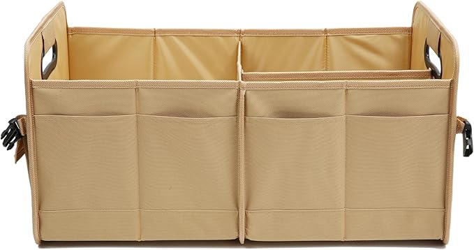 AOKJOY Car Trunk Organizer Car Storage Organizer Collapsible Multi Compartment Car Organizer Adjustable Straps Car Organizer for SUV(Ginger)