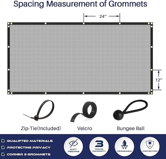 Windscreen4less Privacy Fence Screen Heavy Duty Windscreen Fencing Mesh Fabric Shade Net Cover with Brass Grommtes for Outdoor Wall Garden Yard Pool Deck, 8'x256' Light Gray