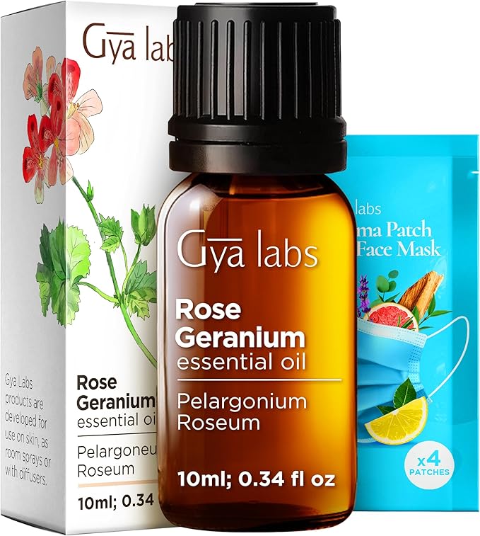 100% Pure Rose Geranium Essential Oil - 0.34 Fl Oz - Rose Geranium Oil for Hair, Skin, Diffuser, Aromatherapy & DIY Candle Making Scent
