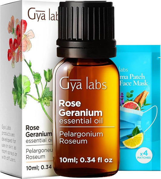 100% Pure Rose Geranium Essential Oil - 0.34 Fl Oz - Rose Geranium Oil for Hair, Skin, Diffuser, Aromatherapy & DIY Candle Making Scent