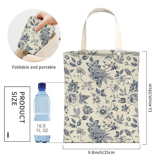 Cute Car Trash Can, Hanging Canvas Car Back Seat Organizer and Storage Bag, Funny Car Trash Bag For Travelling, Outdoor Cute Blue White Floral