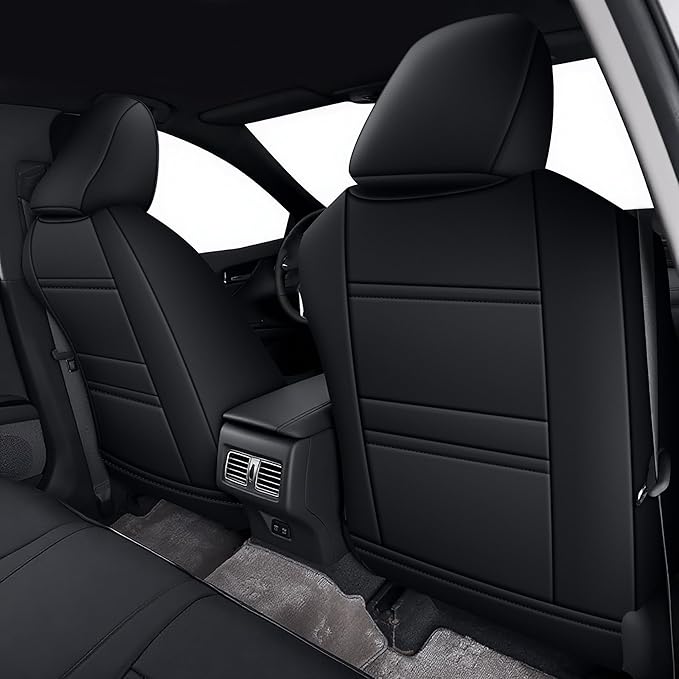 AOMSAZTO Custom Fit Seat Covers for Toyota Camry 2025-2026 XLE XSE Full Set Faux Leather Car Seat Covers Waterproof Airbag Compatible Interior Protection (Black)