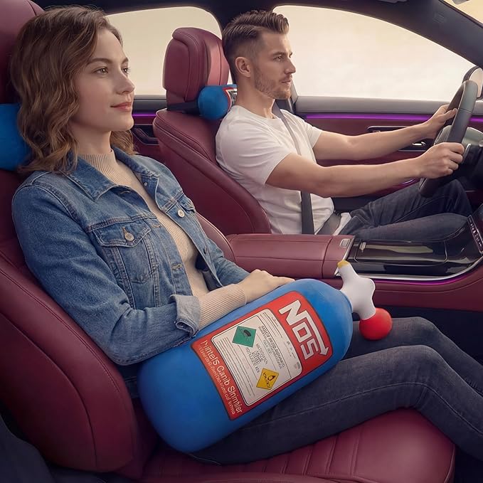 Car Neck Pillow NOS Pillow Bottle Car Headrest Pillow Soft Plush Neck Support Cushion for Driving, Office,Home,Party Decorations(11 inch 2 Pack)