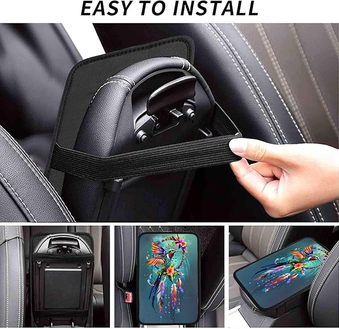 Hummingbird Car Handrail Box Cushion Armrest Cover Auto Center Console Pad Car Decor 12.6X7.5 in