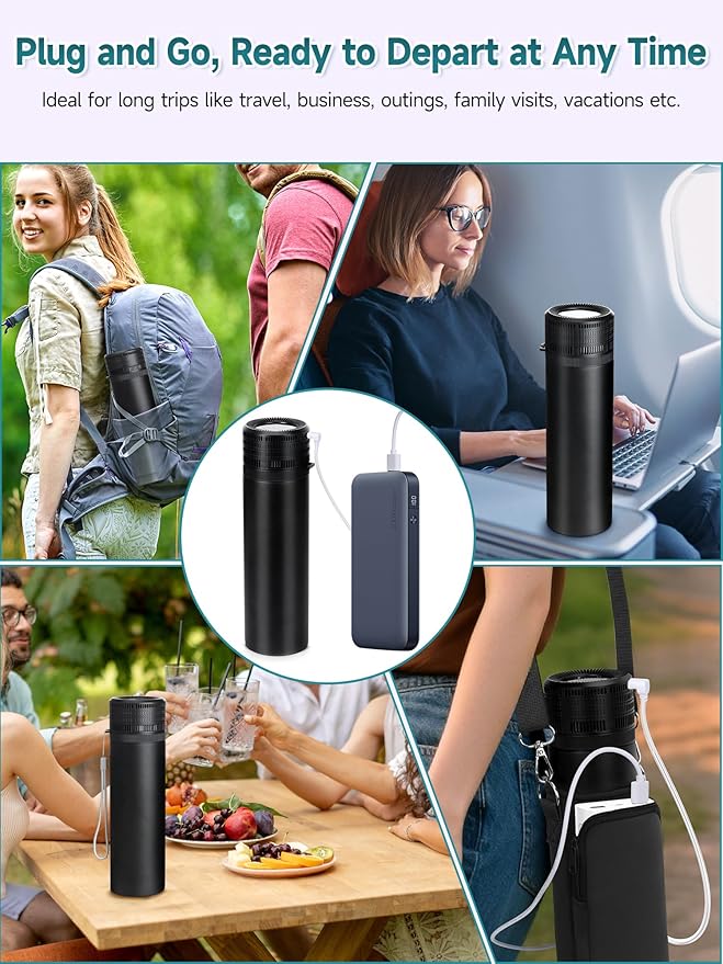 Electric Insulin Cooler Travel Case, USB Charger & Biogel Ice Box - Unlimited Hours, 35-68°F Custom & Display Temperature Medical Cooler, TSA Approved Diabetic Medication Refrigerator (Black)