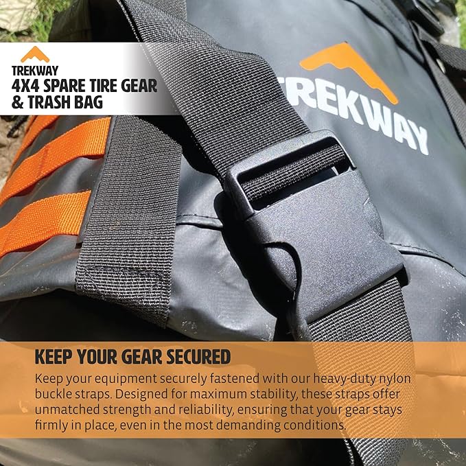 Offroading Gear Spare Tire Overlanding Storage & Trash Bag Organizer | w/Free Roof Cargo Mesh Net Bag | Fits 30" Tire 15 Gallons | for 4x4 Tailgate, Pickup Truck, SUV, RV, Overland