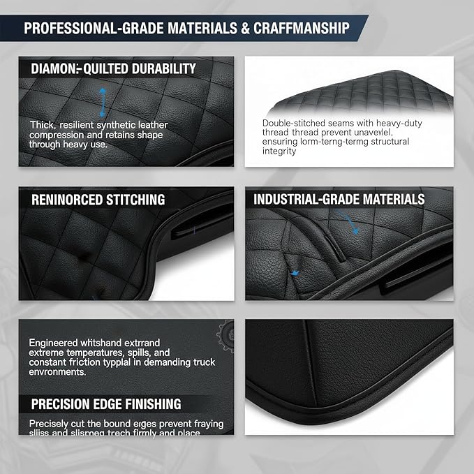Center Console Cover Compatible with 2015-2020 Ford F150 / 2017-2022 F250 F350 F450 and 2018-2024 Expedition Accessories, Customized PU Leather Armrest Cover Protector (Bucket Seat Only)