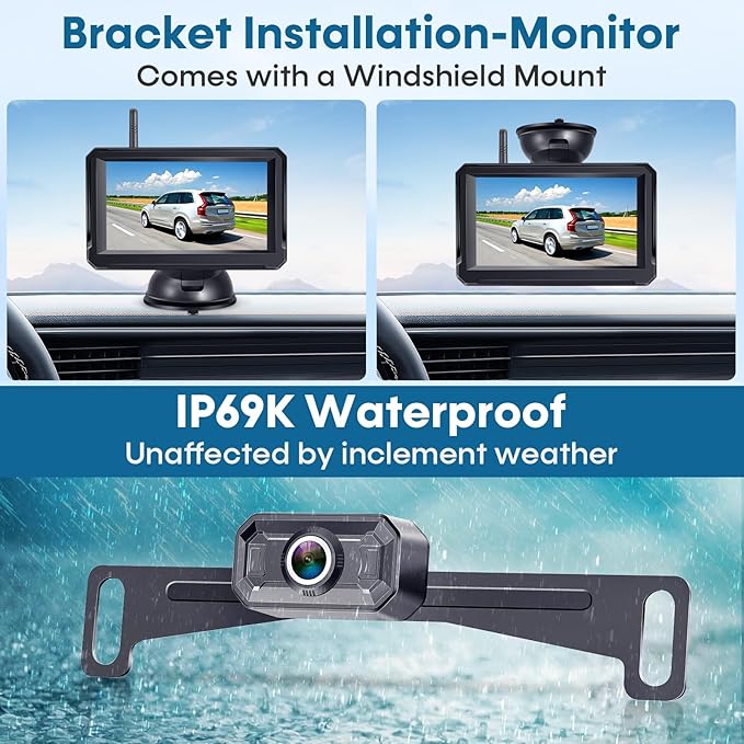 Wireless Backup Camera for Trucks: 5 Inch 1080P HD Display, Backup Camera for Car,Truck, IP69K Waterproof, Night Vision, Dual-Camera Support, DIY Installation, Customizable Parking Lines Befumly H21
