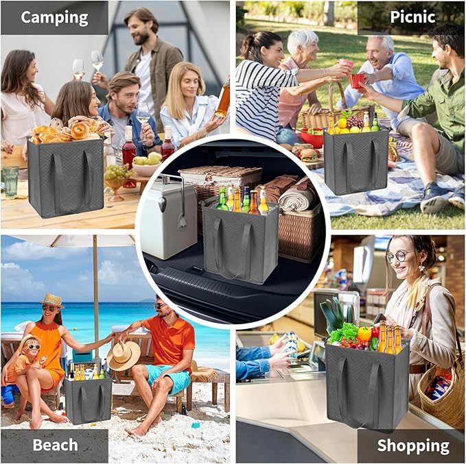 Insulated Grocery Bags with Zippered top Frozen Food Shopping Groceries Travel Insulated Tote Cooler Thermal Bags