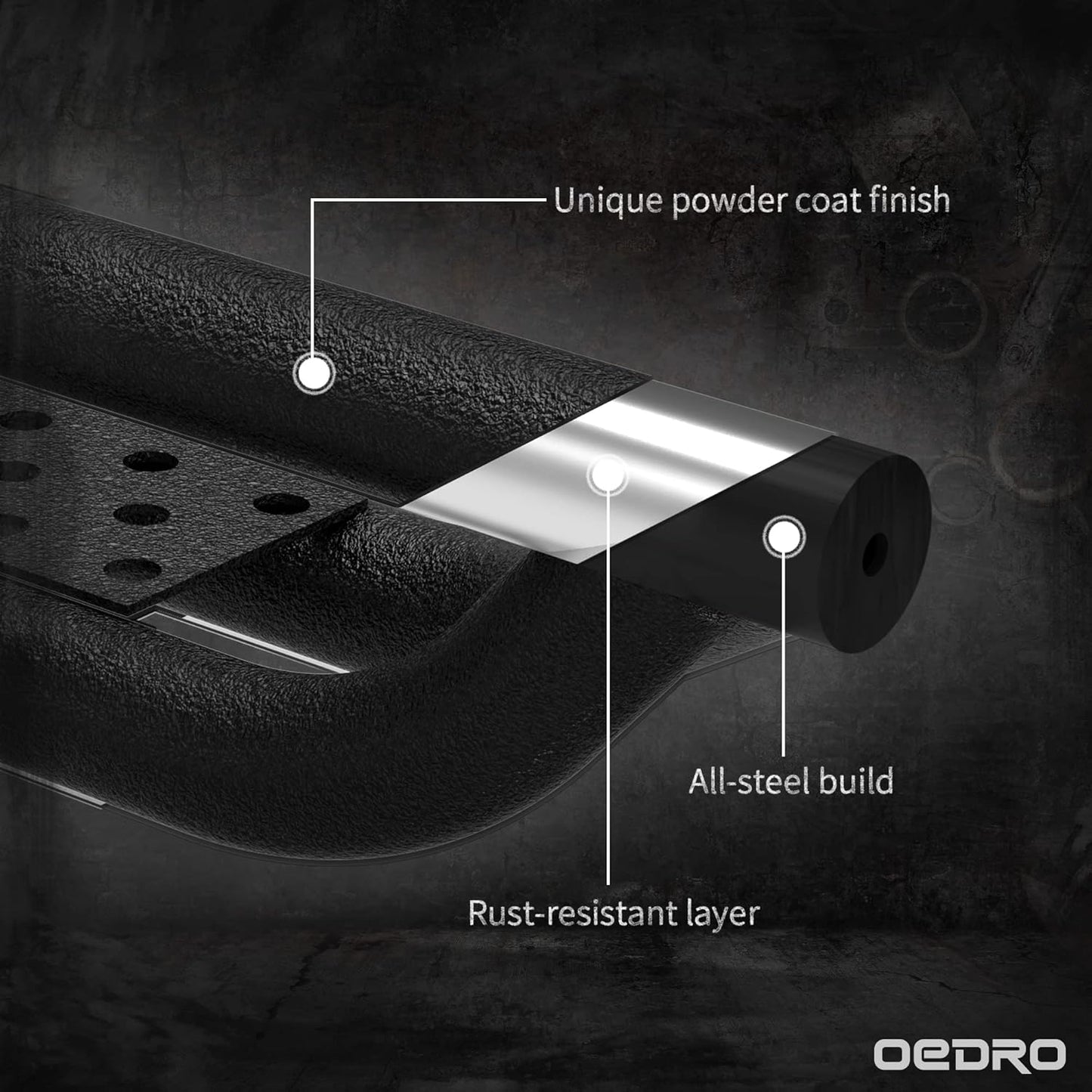 OEDRO Running Boards Compatible with 2019-2025 Chevy Silverado/GMC Sierra 1500, 2020-2025 2500HD 3500HD Crew Cab(Excl. 2019 1500 LD/Limited), Bolt-on Side Steps Steel Nerf Bars