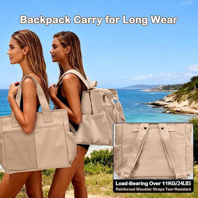 Odoland Soft Cooler Bag - Leakproof & Insulated, 2-in-1 Collapsible Design, Dry/Wet Separation, Large Soft Sided Cooler with Multi-Pocket Design for Beach, Picnic, Camping, Day Trip, Family Size