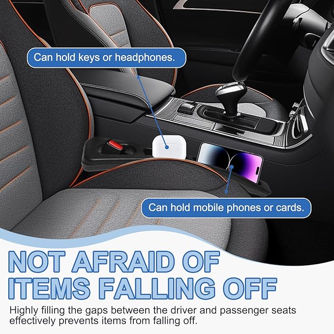 2 Pack Car Seat Gap Filler with Phone Holder, Universal No Drop Seat Guard Gap Seam Filler Organizer, Easy Install for Cars, Durable Non-Slip Material, Perfect for Car, Perfect for Car, Truck, SUV