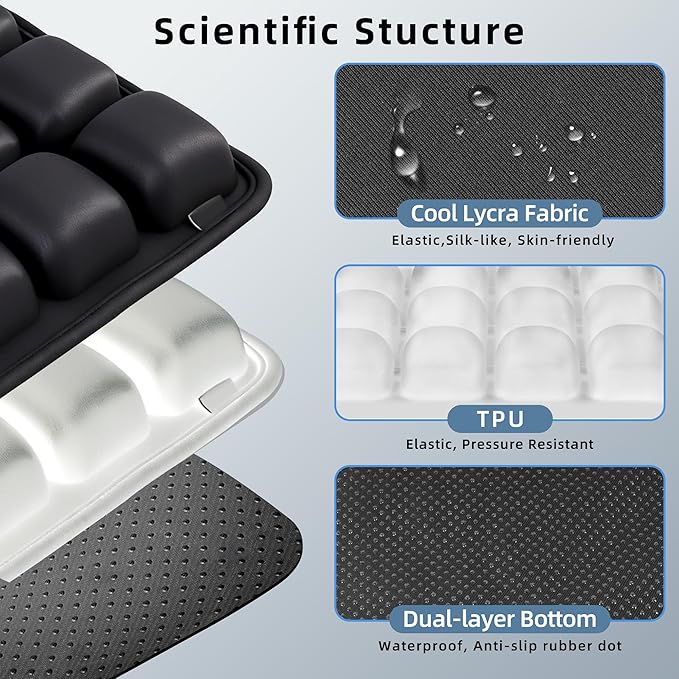 Inflatable Travel Seat Cushion, Built-in Air Pump Car Airplane Chair Cushion for Long Flight Driving Sitting, Office Chair Wheelchair, Pressure Sore Relief, for Sciatica,Coccyx & Buttock Bed Sore SC01