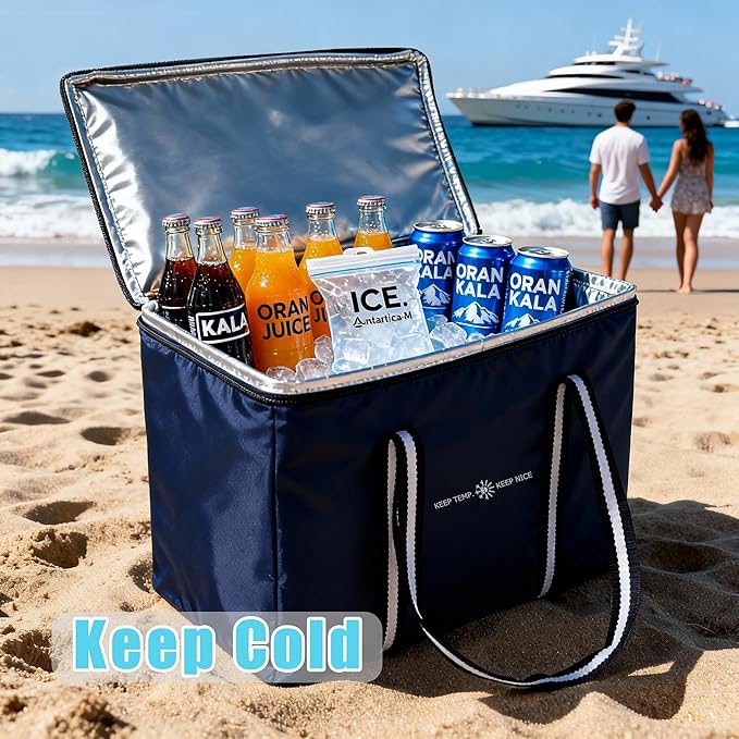 Insulated Food Delivery Bag, Large Durable Reusable Shopping Grocery Bag with Zipper – Foldable Thermal Cooler Bag for Hot & Cold Food, Pizza Delivery & Catering