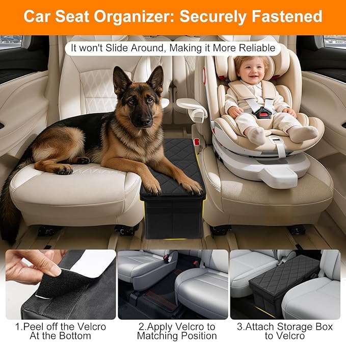 Car Seat Organizer for Kia Telluride 2020-2026 w/Built-In Cooler Bag, Telluride Second Car Console Organizer w/Non-Slip Strips, Foldable Backseat Organize for Dog Toys Kids Snacks Travel Storage Box