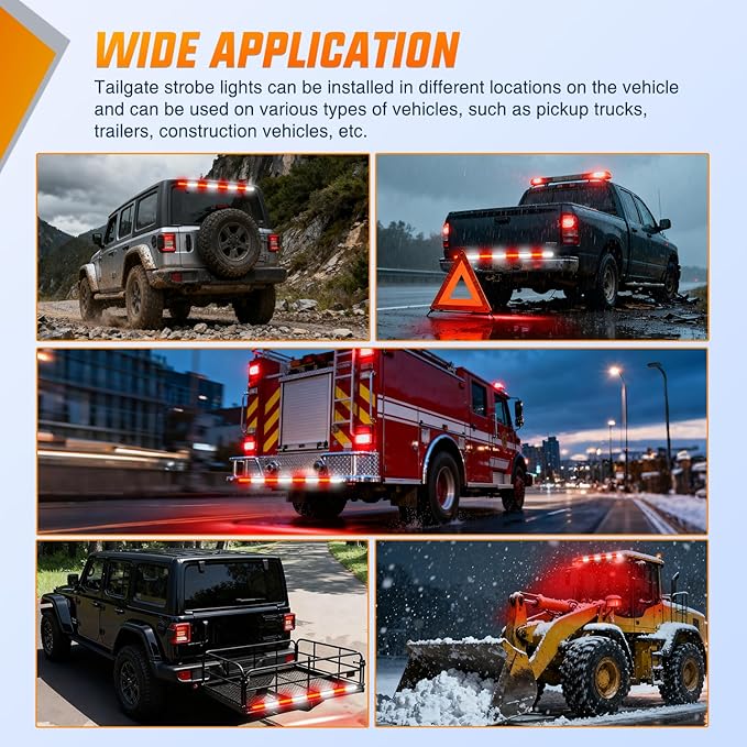 Nilight 60 Inch Emergency Strobe Light Strips with Controller, 384LED Flashing Warning Hazard Safety Rear Window Tailgate Lights for Truck Trailer Construction Plow Pickup Tow SUV Vehicles, Red White