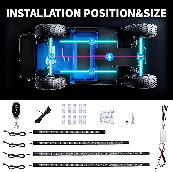 Golf Cart Lights underglow Light kit/Accessories Lighting/Wheel Lights/led Lights underbody/Remote, Music Sync, IP67 Waterproof for EZGO/Yamaha/Club Car (6Pcs)