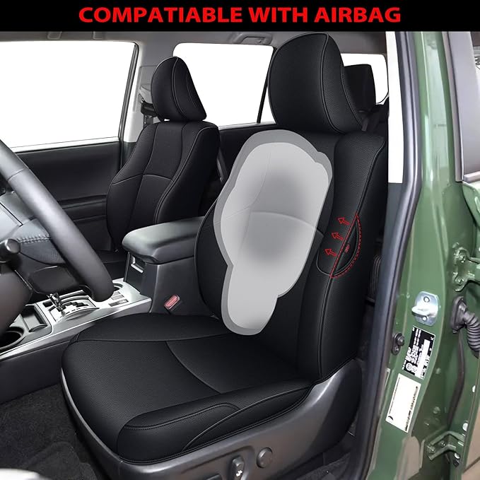 AOMSAZTO Custom Seat Covers for Toyota 4runner: 7 Seats 2011 2012 2013 2014 2015 2016 2017 2018 2019 2020 2021 2022 2023 2024 Leather Car Seats Cover Full Set Black for 4 Runner 7 Seaters